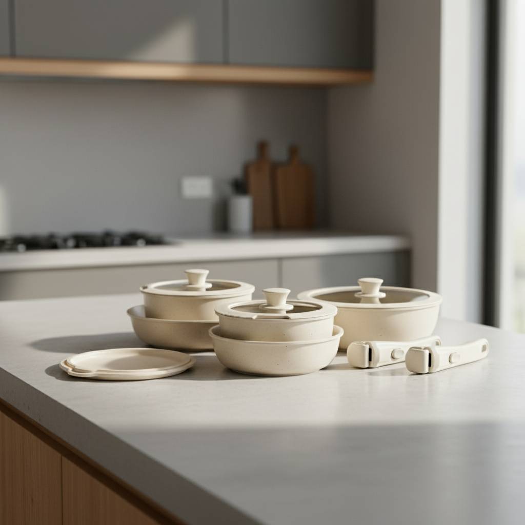 NordiChef White Nonstick Set with Detachable Handles