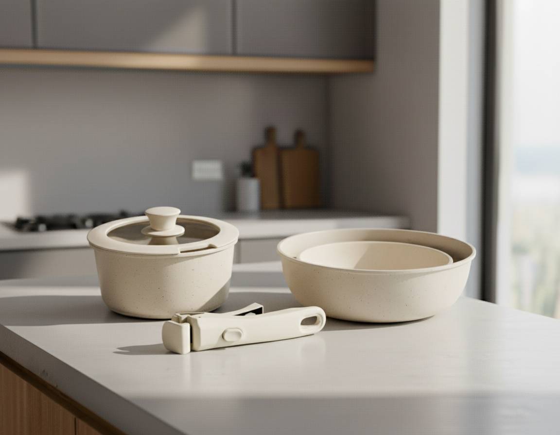 NordiChef White Nonstick Set with Detachable Handles