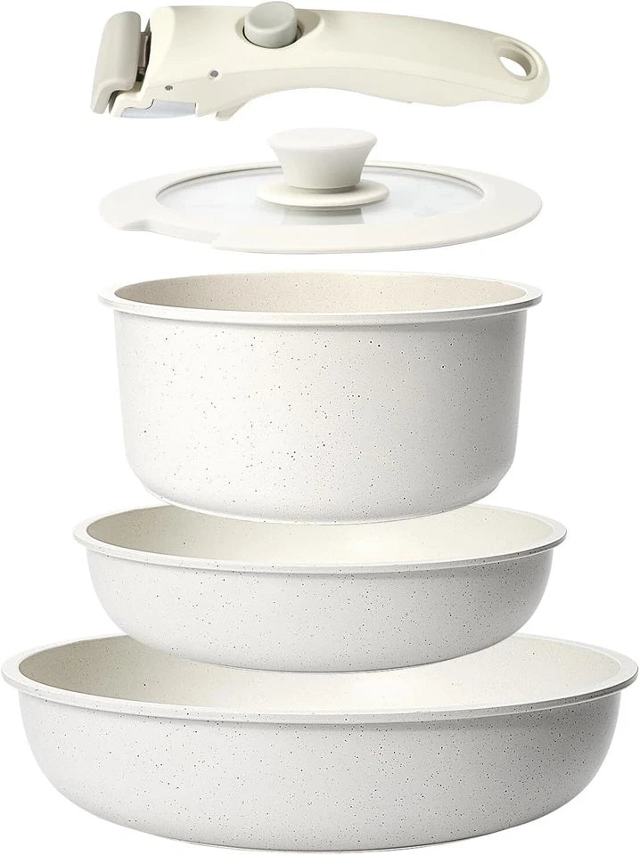 NordiChef White Nonstick Set with Detachable Handles