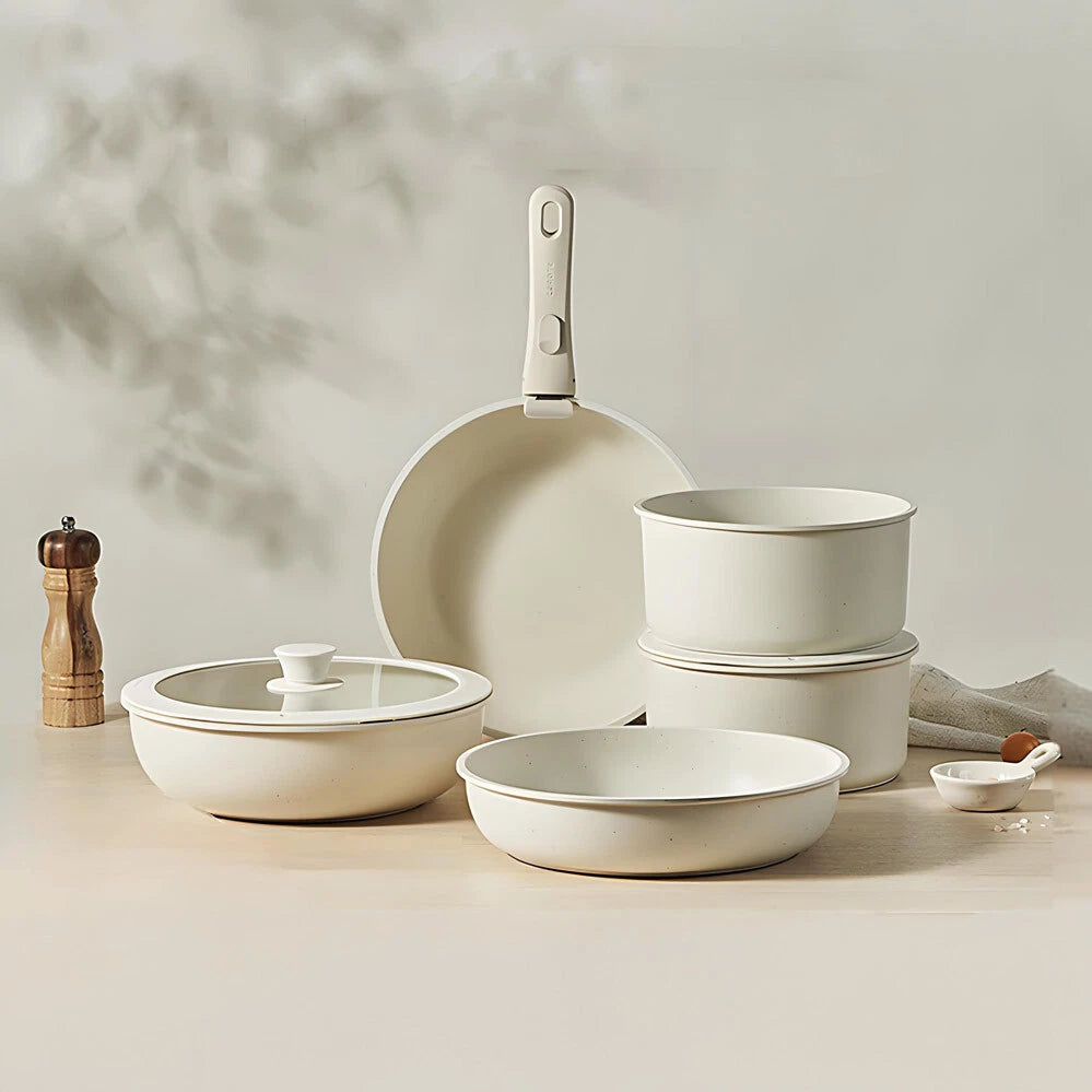 NordiChef White Nonstick Set with Detachable Handles