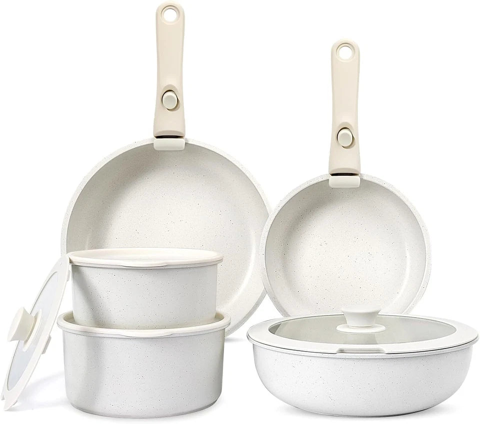 NordiChef White Nonstick Set with Detachable Handles